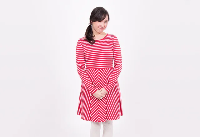 Jerseykleid rote Streifen Dress