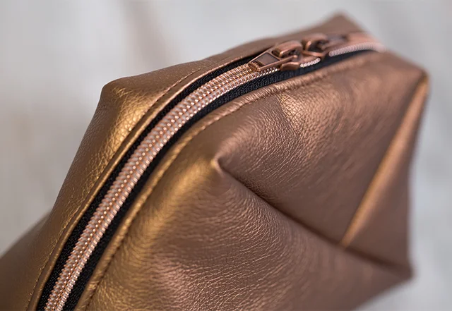 Kosmetiktasche selber nähen Reissverschluss Kupfer Kosmetiktasche selber nähen Reissverschluss Kupfer