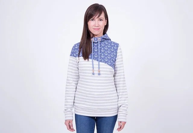 Nähanleitung Damen Hoodie Schnittmuster Anker Teilung Kordel Nähanleitung Damen Hoodie Schnittmuster Anker Teilung Kordel