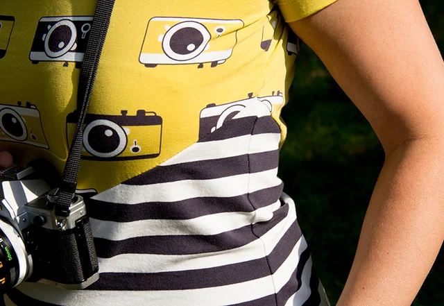 Schnittmuster Shirt nähen mit Kamera-Retro Motiv Schnittmuster Shirt nähen mit Kamera-Retro Motiv