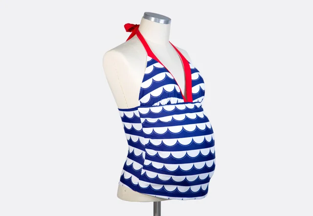 Tankini Bademode nähen Raffung Schwangerschaft