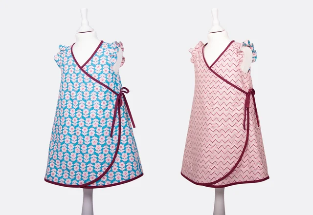 Schnittmuster Wickelkleid für Kinder nähen lernen Schnittmuster Wickelkleid für Kinder nähen lernen