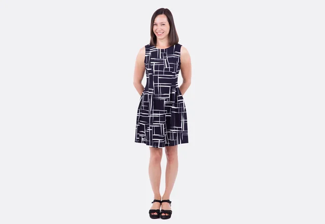 Anleitung Damenkleid Sommerkleid Prinzessnaht Teilungsnaht mit weitem Rock