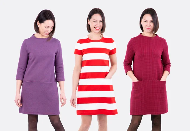 Schnittmuster A-Linienkleid "Stacey" aus Jaqucard-Jersey selber nähen Schnittmuster A-Linienkleid "Stacey" aus Jaqucard-Jersey selber nähen