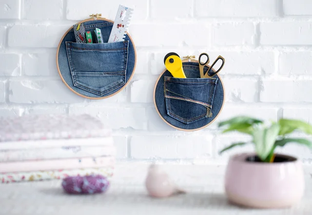 Stickrahmen Utensilo Jeans Upcycling Nähanleitung