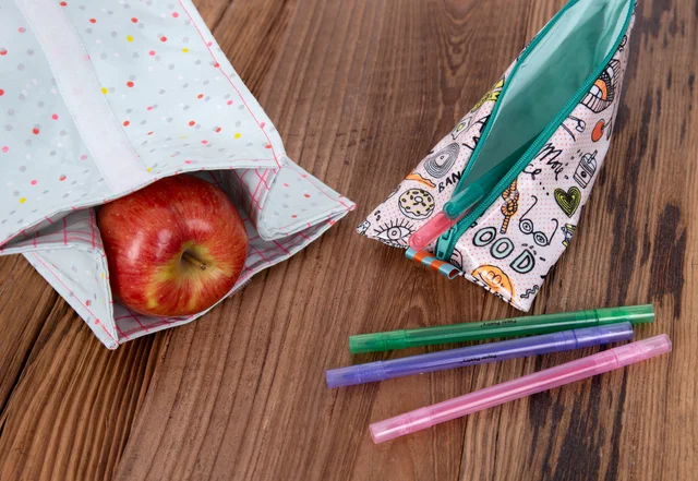 Nähanleitung Schulanfang Tetraeder Stiftetasche Lunchbag DIY Nähanleitung Schulanfang Tetraeder Stiftetasche Lunchbag DIY