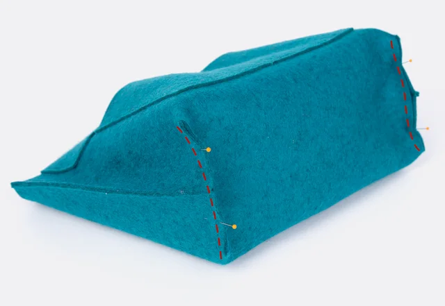Taschenorganizer Boden abnähen Filztasche