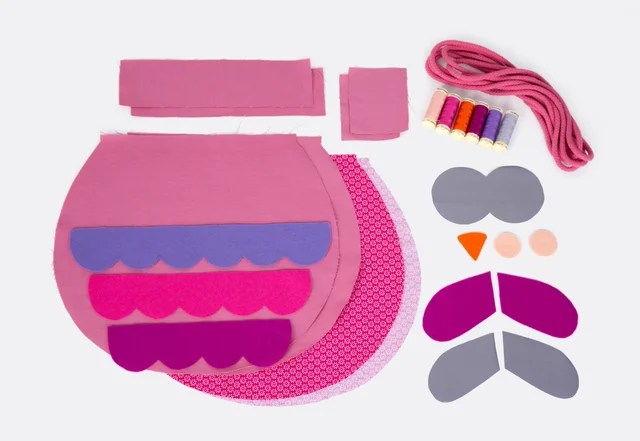 Kinder-Rucksack Eule Stoff Schnittteile Filz Kinder-Rucksack Eule Stoff Schnittteile Filz