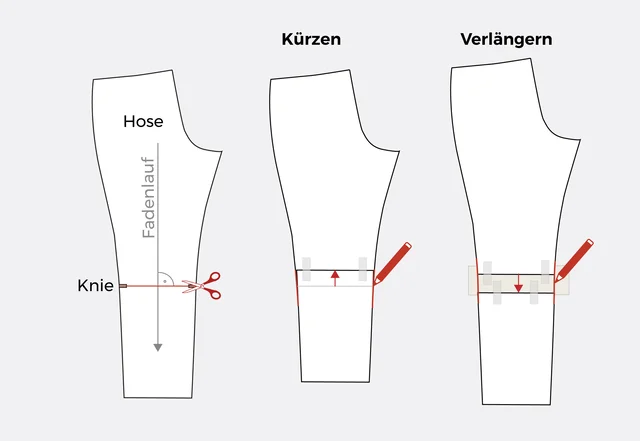 Anleitung Hosen Schnittmuster anpassen mit Einschnitt am Knie Anleitung Hosen Schnittmuster anpassen mit Einschnitt am Knie