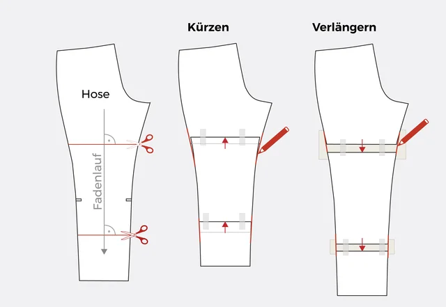 Hosen-Schnittmuster verklängern Anleitung Hosen-Schnittmuster verklängern Anleitung