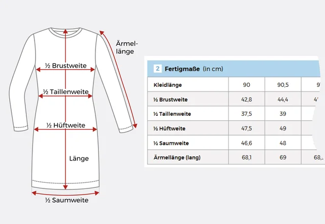 Kleidung nähen Fertigmaßtabelle Schnittmuster Kleidung nähen Fertigmaßtabelle Schnittmuster