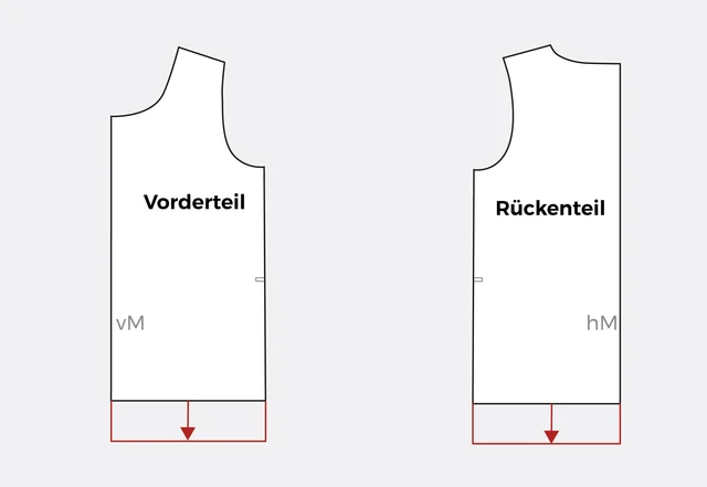 Schnittmuster Länge anpassen Oberteil gerade Schnittmuster Länge anpassen Oberteil gerade