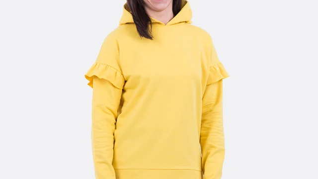 Anleitung Oversize Pullover Rüschen volant gelb Sweatstoff Anleitung Oversize Pullover Rüschen volant gelb Sweatstoff