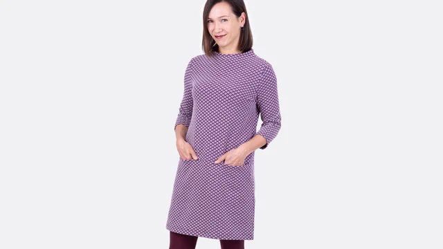 Schnittmuster A-Linienkleid Turtleneck-Ausschnitt mit Nähvideo DIY Schnittmuster A-Linienkleid Turtleneck-Ausschnitt mit Nähvideo DIY