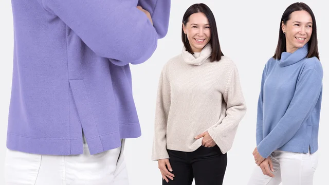 Videoanleitung Strickpullover mit Schlitzen nähen