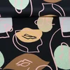 Baumwollsatin Stretch Gesichter Navy