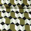 Viskose Satin Geo-Muster Ecru Olive