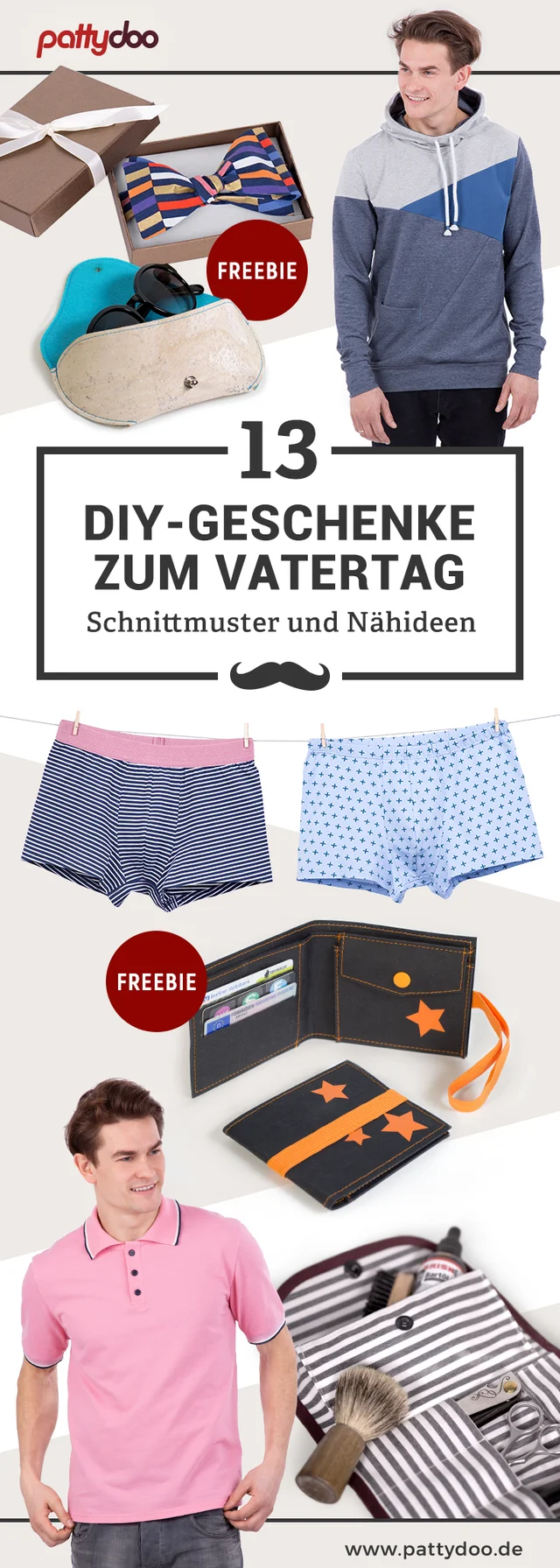 Vatertag Geschenke Ideen DIY Anleitung Freebies Schnittmuster