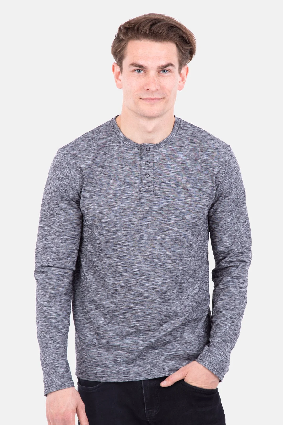 Männershirt Knopfleiste Langarm