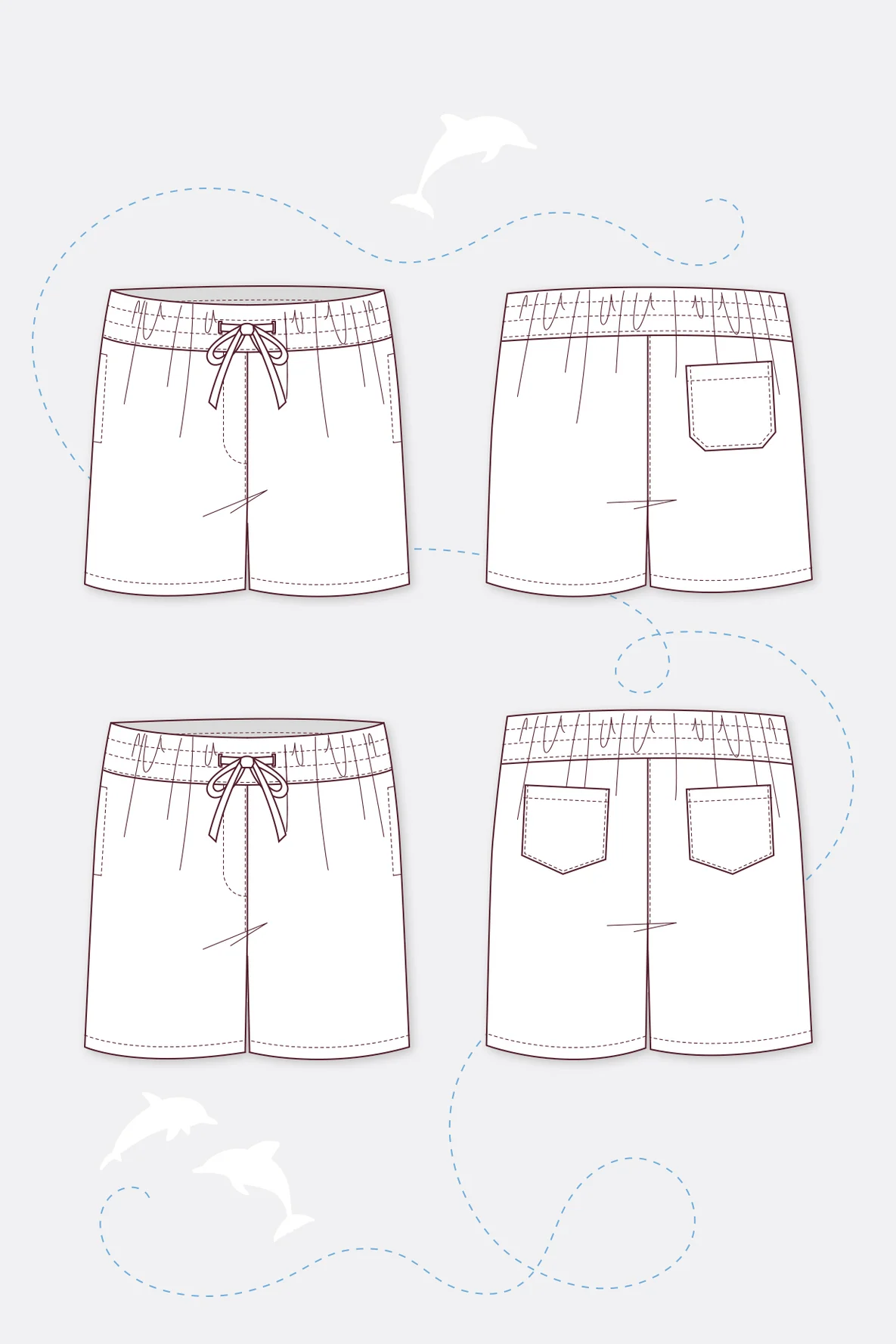 Schnittmuster Bermudas Badeshorts