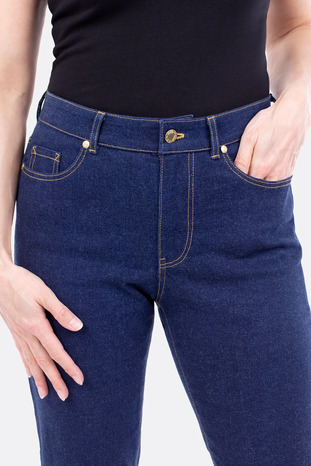Nähanleitung Jeanshose high waist Bund Taschen DIY