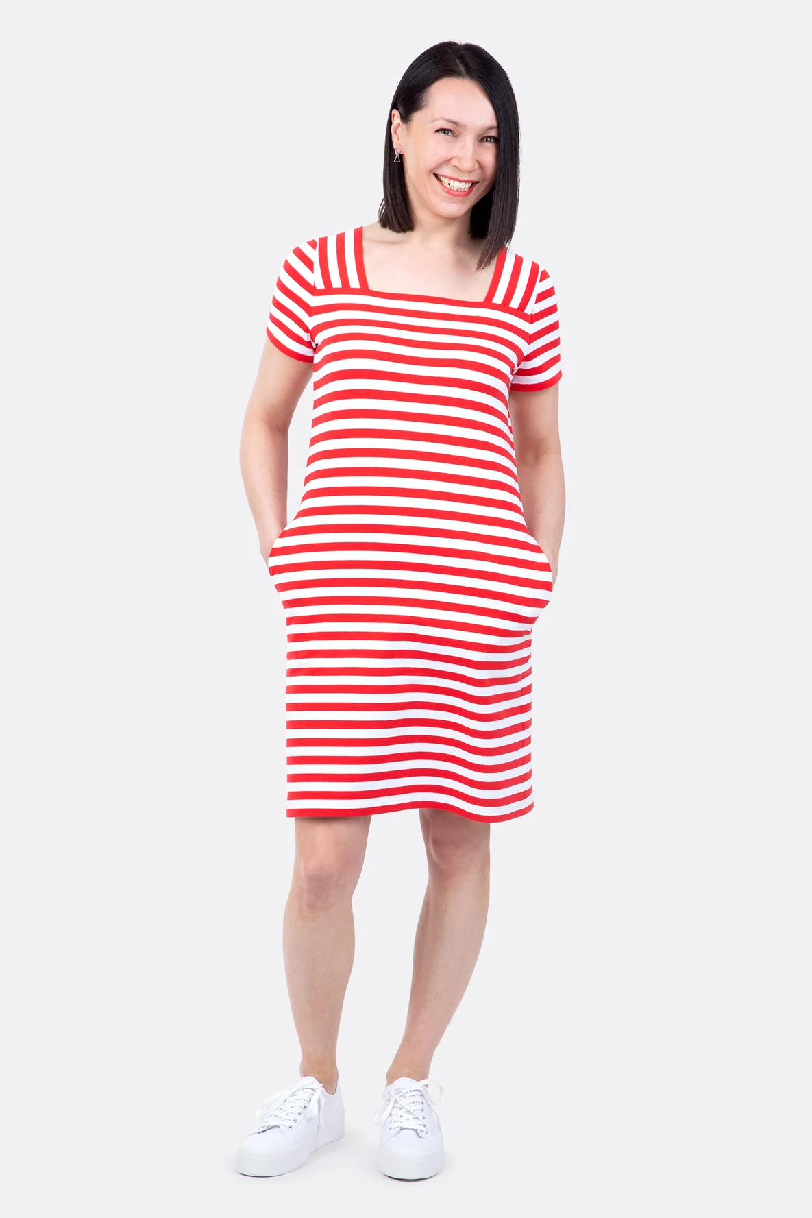 Schnittmuster Damenkleid maritim mit Streifen selber nähen