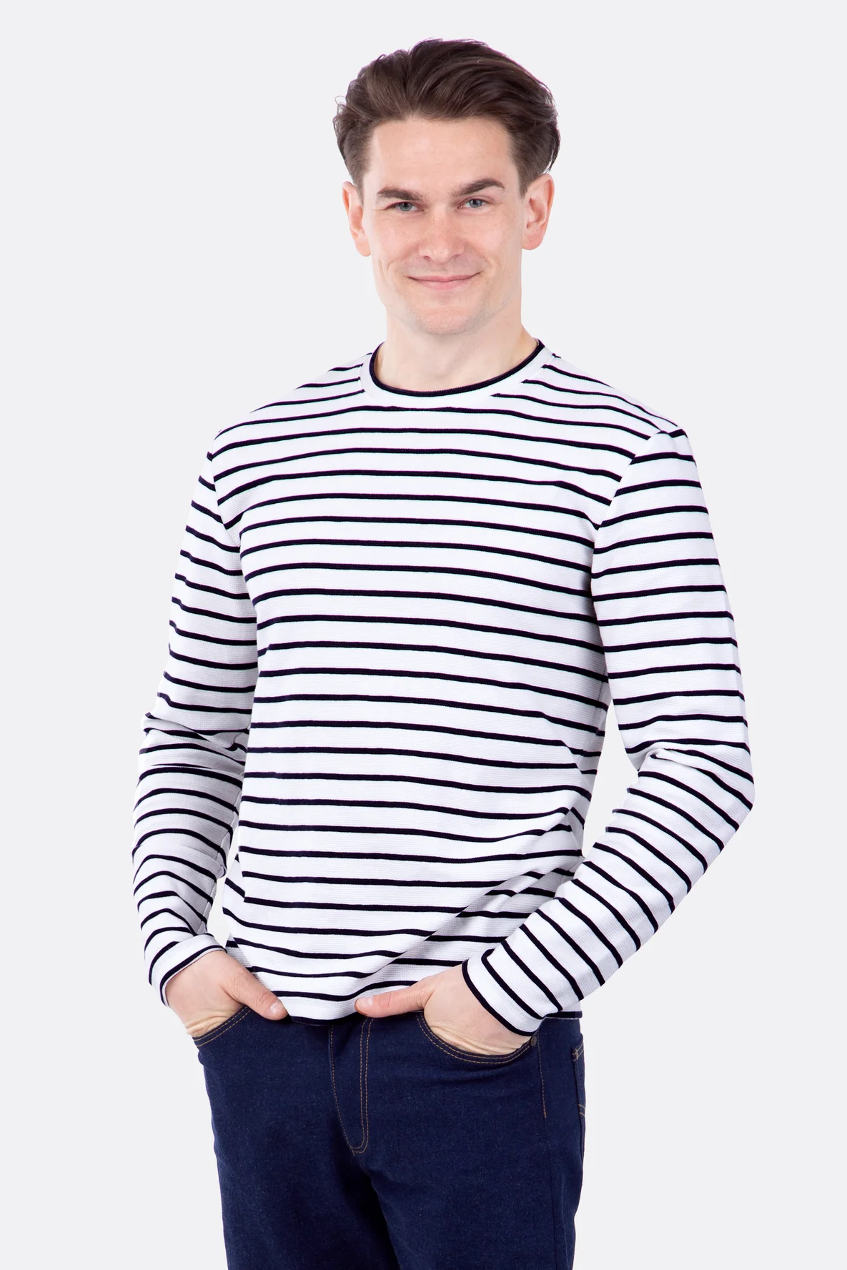 Schnittmuster Männer Shirt Langarm Streifenstoff selber nähen