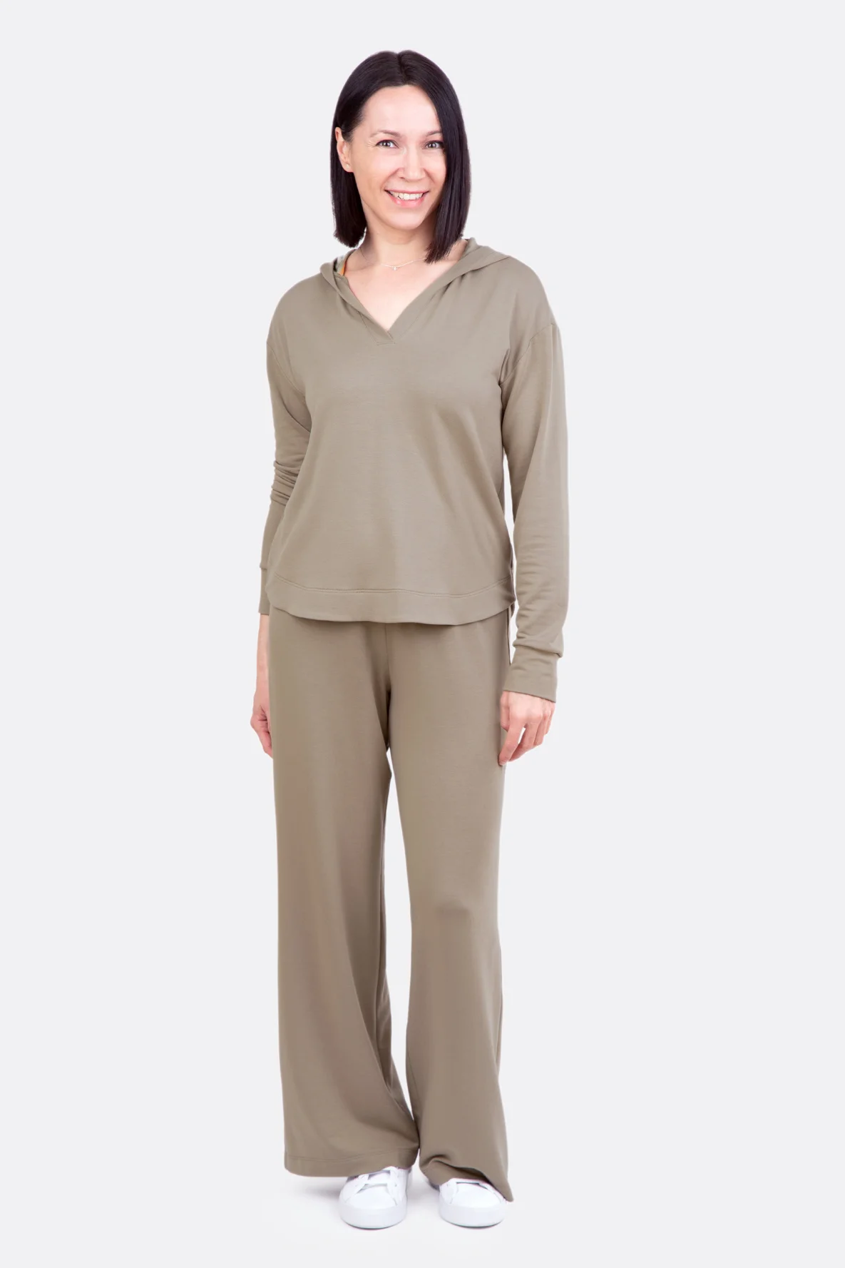 Schnittmuster Lounge-Set aus Modalsweat beige nähen