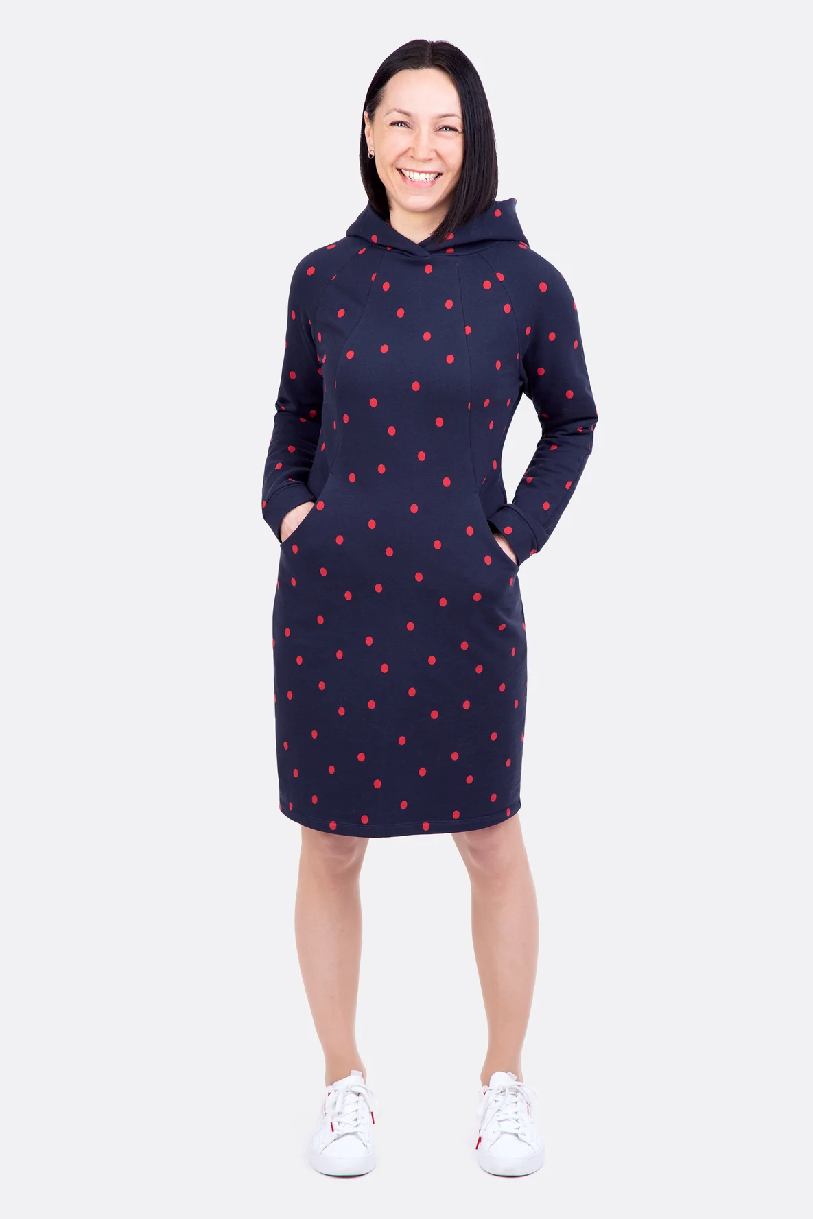 Schnittmuster Sweatkleid Kapuze Raglanärmel nähen