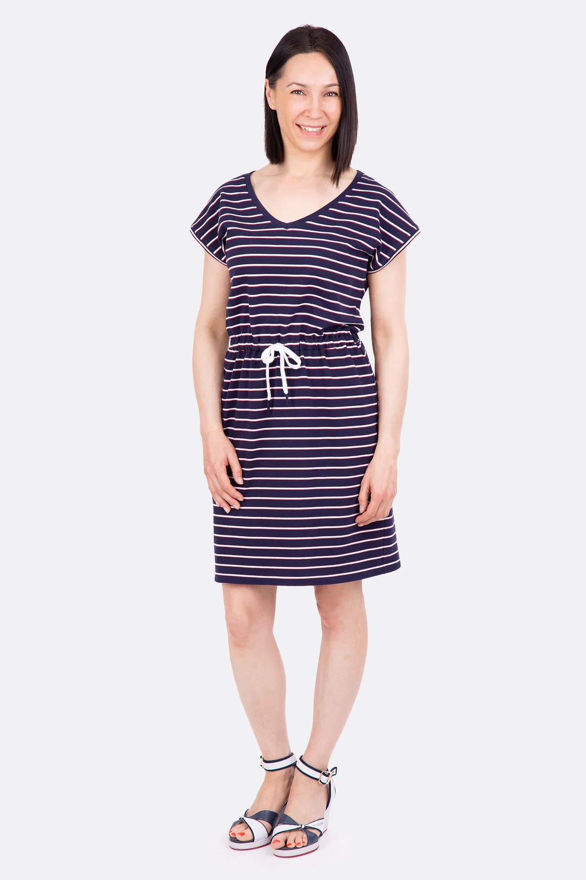 Freizeitkleid mit Streifen aus French Terry maritim selber nähen