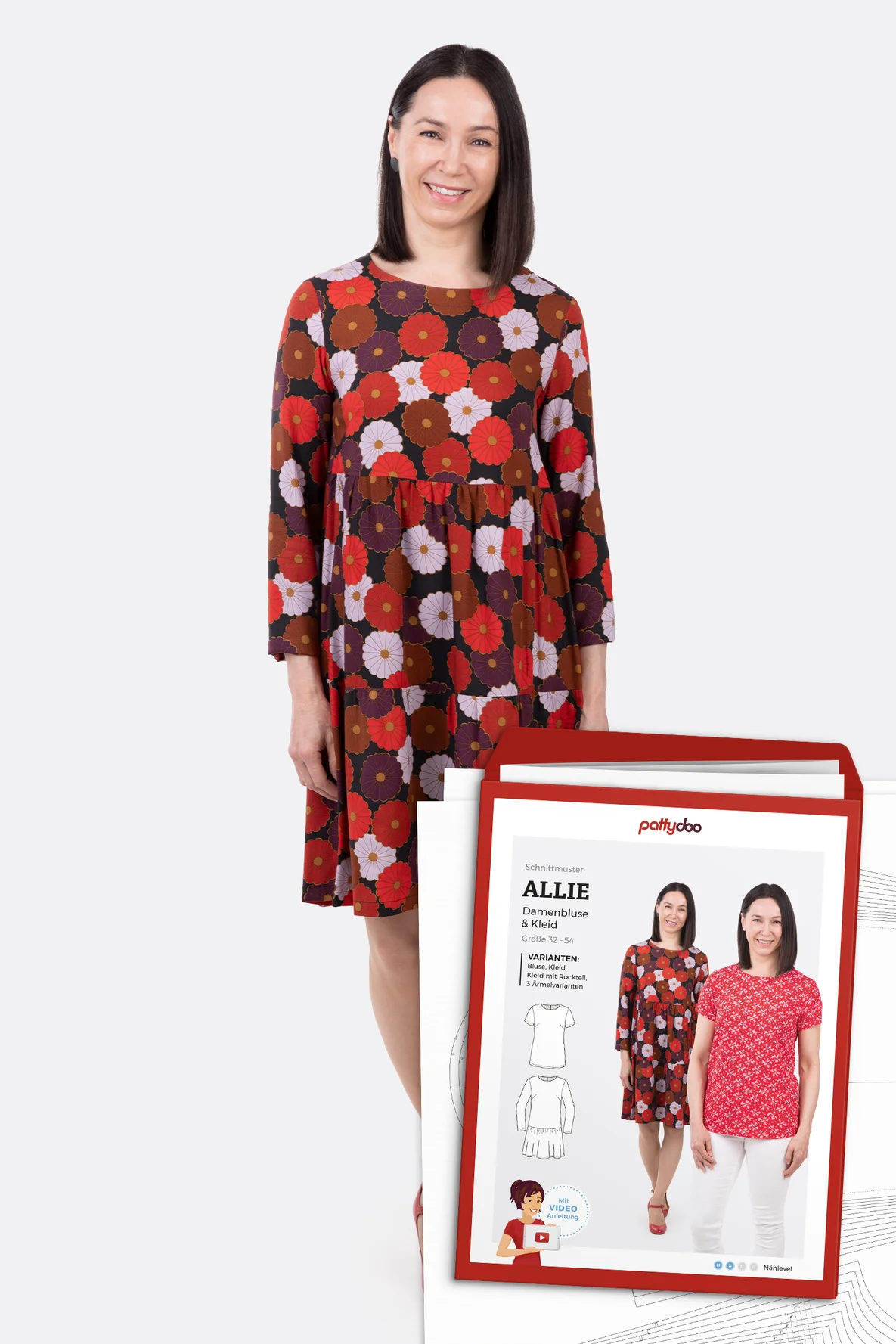 Papierschnittmuster Damenkleid aus Viskose