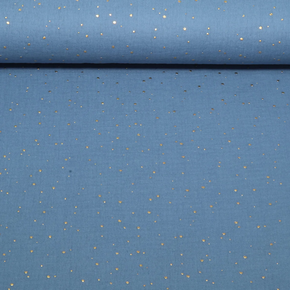 Baumwoll Musselin - Double Gauze Goldpunkte Jeansblau