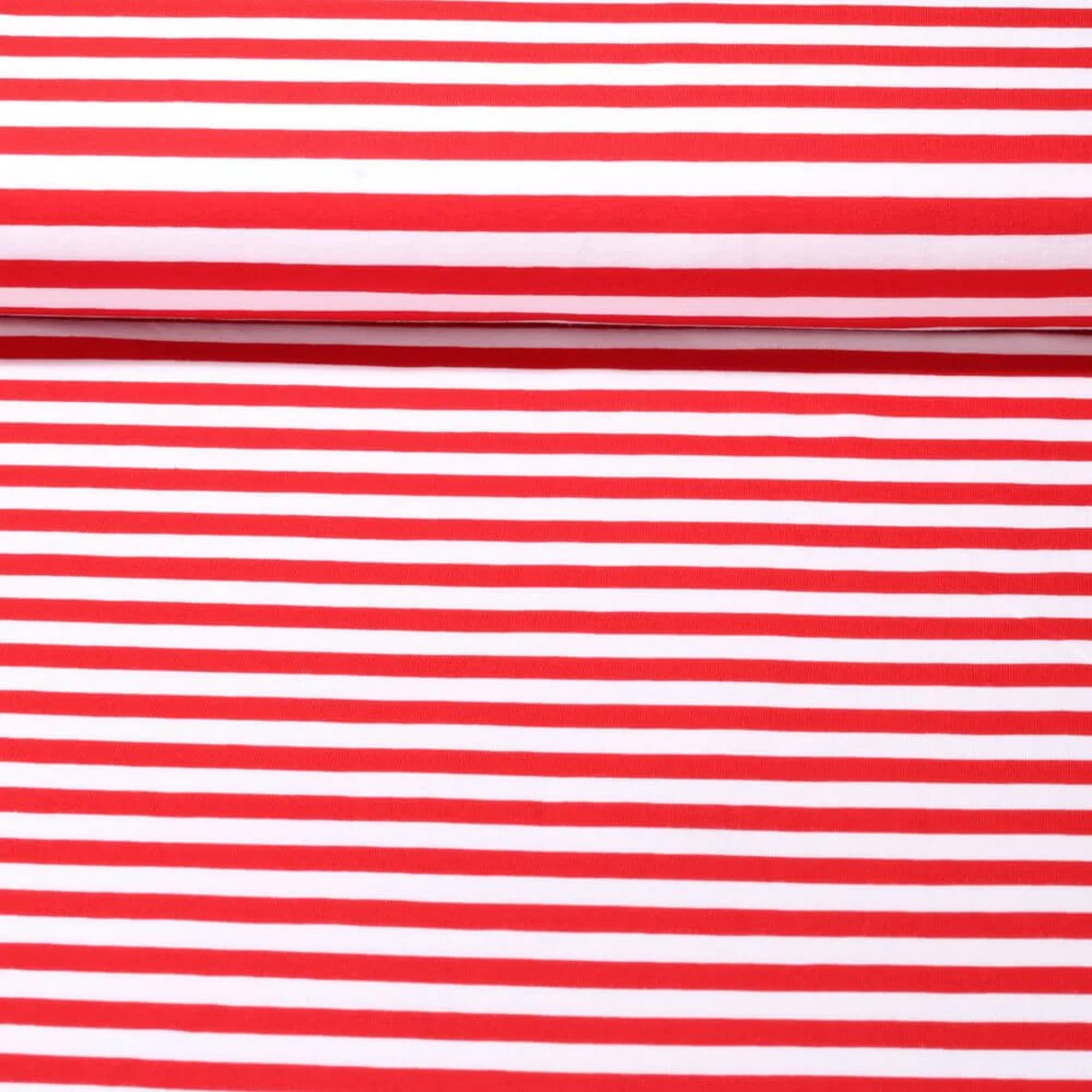 Baumwolljersey Streifen 10mm Rot Weiß