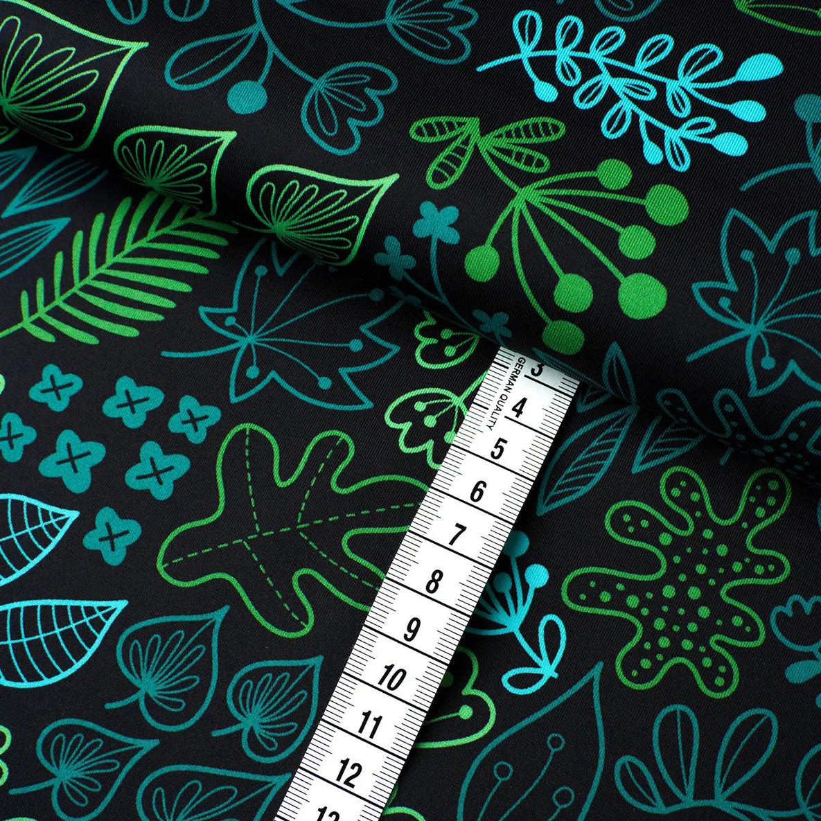 Performance Jersey "Leaves" Schwarz Türkis