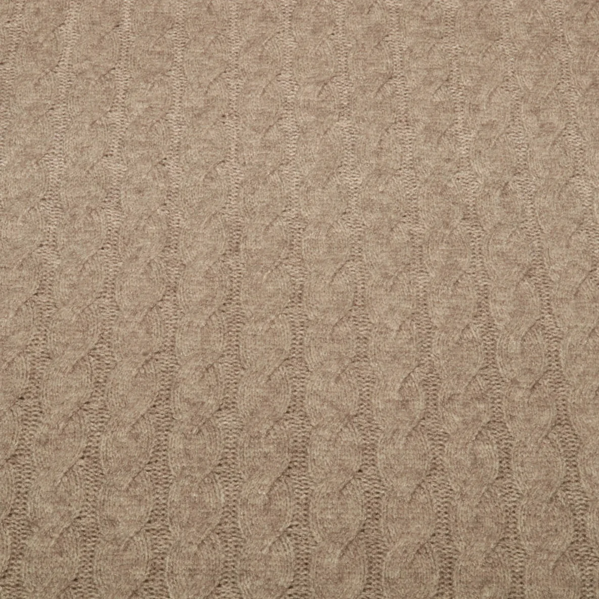 Viskose-Stricksweat Zopfmuster Uni Taupe Melange