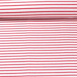 Jacquard Jersey Maxi Streifen Ecru Rot