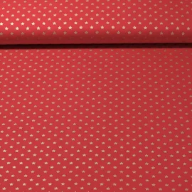 Weihnachtspopeline Sterne Rot Gold