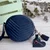 Schnittmuster Schultertasche Adora rund blau Kunstleder Used