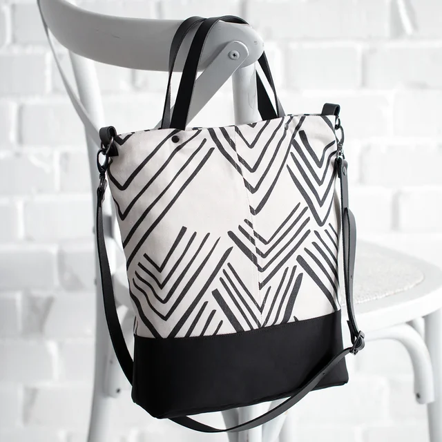 Schnittmuster Tasche Shopper aus Canvas modern Lederriemen Schnittmuster Tasche Shopper aus Canvas modern Lederriemen