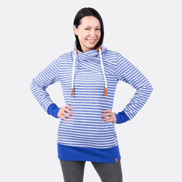 Schnittmuster Wickelkragen-Pullover mit Streifenstoff DIY Schnittmuster Wickelkragen-Pullover mit Streifenstoff DIY