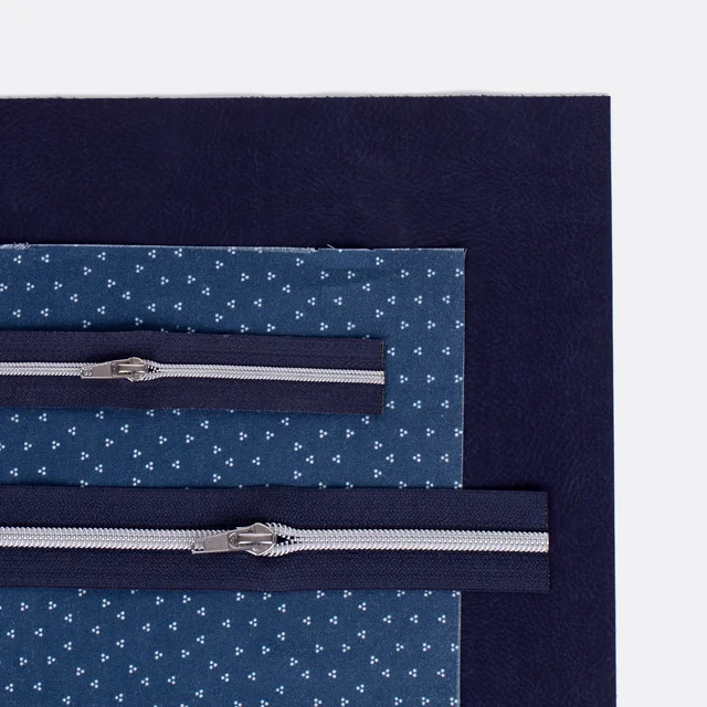 Stoff Kunstleder Reißverschluss Portemonnaie marine blau Stoff Kunstleder Reißverschluss Portemonnaie marine blau